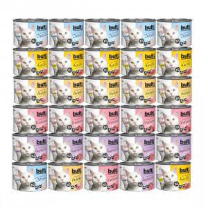 BULTI Hackfleisch MIX 5 Geschmacksrichtungen – Nassfutter für Katzen – 30 x 200 g