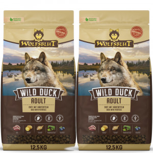 WOLFSBLUT Wild Duck Duck with potatoes - trockenfutter für Hunde - 2x12,5kg