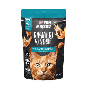 PAN MIĘSKO Pieces in sauce Turkey with tuna - nassfutter für Katzen - 85g
