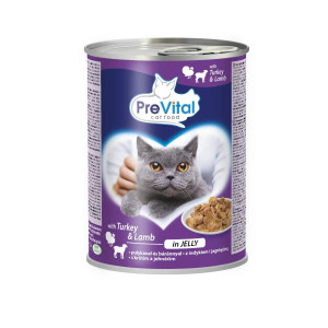 PREVITAL Katzenfutter mit Lamm und Truthahn in Gelee - Nassfutter für Katzen - 415g