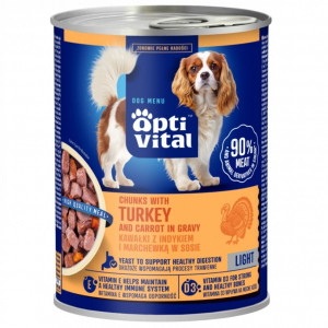 OPTIVITAL Chunks with turkey and carrots in gravy - Nassfutter für Hunde - 415g