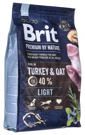 BRIT Premium by Nature Light Turkey&Oat - Trockenfutter für Hunde - 3 kg