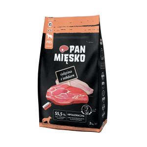 PAN MIĘSKO Veal with turkey XS - trockenfutter für Hunde - 3kg