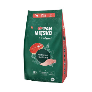 PAN MIĘSKO with herbs Beef with rabbit M - trockenfutter für Hunde - 20kg