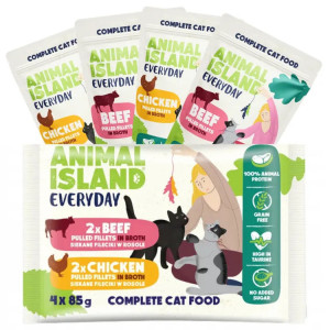 ANIMAL ISLAND Everyday Chicken and Beef fillets in broth - nassfutter für Katzen - 4 x 85g