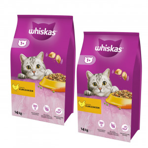 WHISKAS Adult mit Huhn – Trockenfutter für Katzen – 2x14 kg