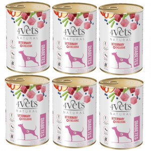 4VETS Natural Diabetes Dog - Nassfutter für Hunde - 6x400g