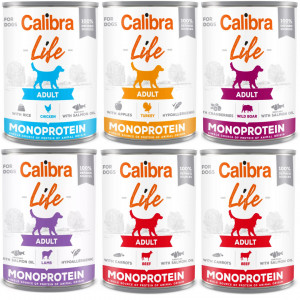 CALIBRA Dog Life Adult Monoprotein MIX - Nassfutter für Hunde - 6x400g