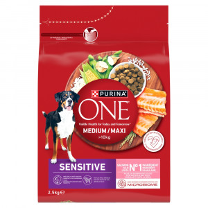 PURINA One Adult Medium/Maxi Sensitive Rich in salmon with rice - trockenfutter für Hunde - 2,5kg