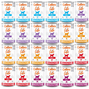 CALIBRA Dog Life Adult Monoprotein MIX - Nassfutter für Hunde - 24x400g