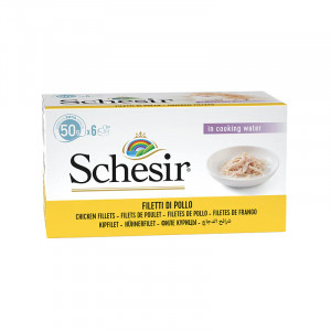 SCHESIR Hühnerfilets in Brühe – Nassfutter für Katzen – 6x50g