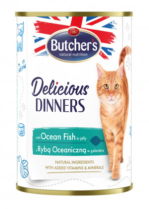 BUTCHER'S Delicious dinners Ocean Fish Chunks in jelly - Nassfutter für Katzen - 400 g 