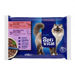 OPTIVITAL Lamb and beef - nassfutter für Katzen - 4x85g