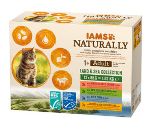 IAMS Naturally Adult Land and Sea collection - nassfutter für Katzen - 12 x 85g