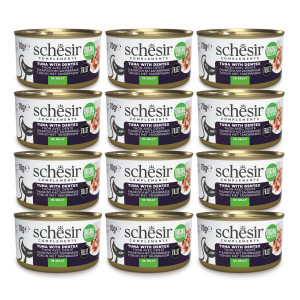 SCHESIR Oceanic Adult Thunfisch mit Dentic - Nassfutter für Katzen - 12x70g