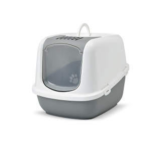 SAVIC Nestor Jumbo Weiß-Grau – geschlossene Katzentoilette – 66,5x48,5x46,5 cm – 1 Stk.