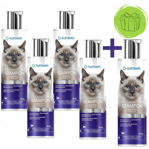 EUROWET Katze - Katzenshampoo - 200 ml - 4+1 GRATIS!