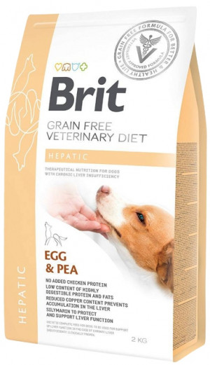 BRIT Grain Free Veterinary Diet Hepatic Egg&Pea - Trockenfutter für Hunde - 2 kg