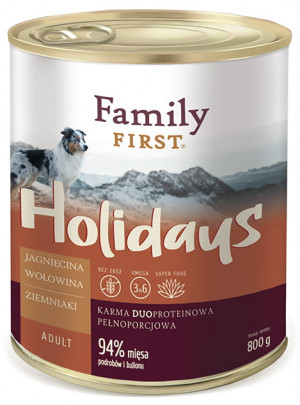 FAMILY FIRST Holidays Adult Lamb, Beef, Potato - Nassfutter für Hunde - 800 g