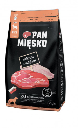 PAN MIĘSKO Veal with turkey XS - trockenfutter für Hunde - 9kg