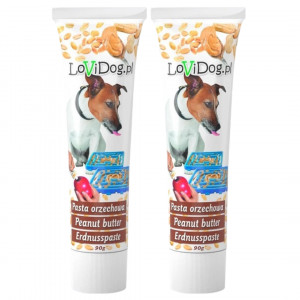 LOVIDOG Erdnusspaste – Leckerli für Hunde – 2x90g