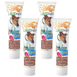 LOVIDOG Erdnusspaste – Leckerli für Hunde – 4x90g