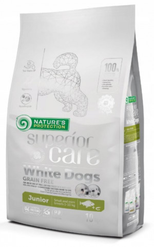 NATURE'S PROTECTION Superior Care White Dogs Grain Free Junior Small Białoryba – Trockenfutter für Welpen – 10 kg