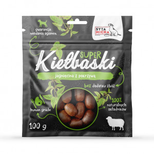 SYTA MICHA Superwürste mit Lamm und Brennnessel – Delikatesse für Hunde – 100 g