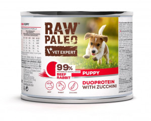 RAW PALEO Duoprotein Beef & Rabbit Puppy - Nassfutter für Hunde - 200g