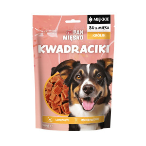 PAN MIĘSKO Squares Rabbit - leckerli für hunde - 100g