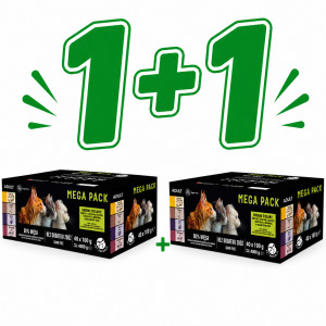 PETREPUBLIC Mega Pack Huhn mit Kalb, Ente, Pute, Rind – Nassfutter für Katzen – 2x(40x100g)