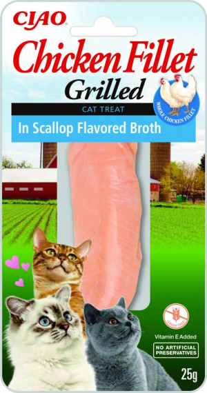 INABA Grilled Chicken Extra tender fillet in scallop flavored broth - Katze behandeln - 25 g