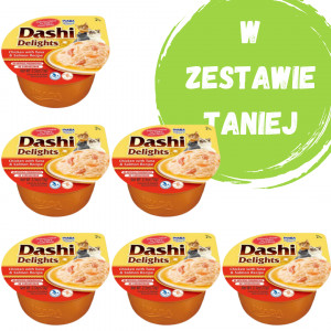 INABA Dashi Delights Huhn mit Thunfisch und Lachs in Brühe – Delikatesse für Katzen – 3x70 g + 1x70 g Gratis!