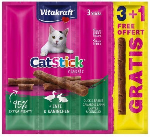 VITAKRAFT CatStick Duck with rabbit - Katze behandeln - 3 + 1 gratis! 
