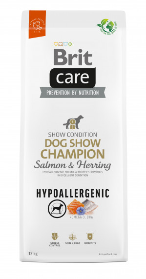 BRIT Care Hypoallergenic Adult Dog Show Champion Salmon & Herring - Trockenfutter für Hunde - 12 kg