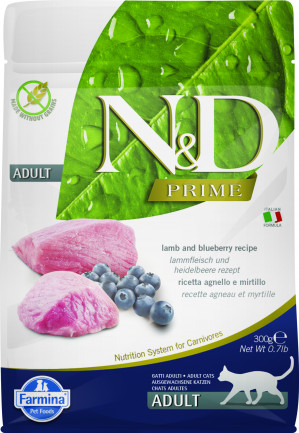 FARMINA N&D Prime Cat Lamb and Blueberry Adult - Trockenfutter für Katzen - 300 g 