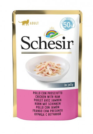 SCHESIR in jelly Chicken with ham - nassfutter für Katzen - 50 g