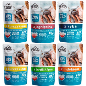 FRENDI Stückchen in Soße MIX Geschmacksrichtungen - Nassfutter für Katzen - 6x100g