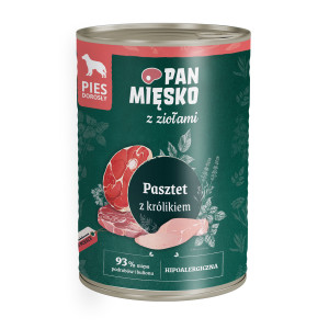 PAN MIĘSKO with Herbs Rabbit Pate - Nassfutter für Hunde - 400g