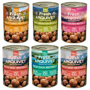 ARQUIVET Frische Fleischbällchen Mix Geschmacksrichtungen - Nassfutter für Hunde - 6x400g