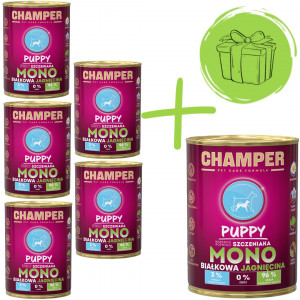 CHAMPER Puppy Monoprotein Lamm - Nassfutter für Hunde - 5x400g + 400g GRATIS