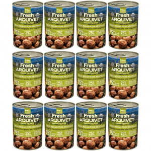 ARQUIVET Frische iberische Schweinefleischbällchen - Nassfutter für Hunde - 12x400g