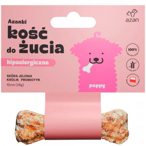AZANKI Hypoallergener Knochen aus Hirschhaut mit Kaninchen und Probiotikum Puppy - Leckerbissen für Hunde - 10 cm