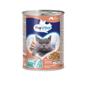 PREVITAL Katzenfutter mit ASC-Lachs in Gelee - Nassfutter für Katzen - 415g