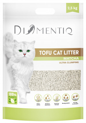 DIAMENTIQ Tofu Matcha Ultra clumping - pflanzliche streu - 2,5 kg