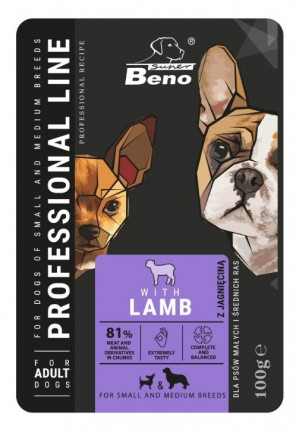 SUPER BENO Adult Small and medium Lamb - nassfutter für Hunde - 100 g