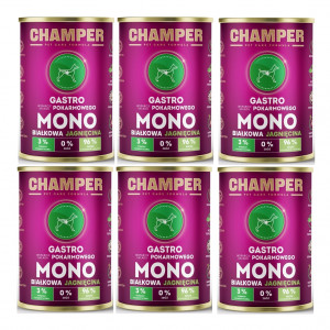 CHAMPER Gastro Monoprotein Lamm – Nassfutter für Hunde – 6×400 g