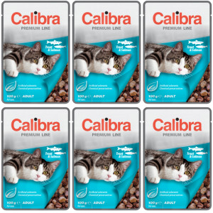 CALIBRA Cat Premium Adult Trout & Salmon - Nassfutter für Katzen - 6x100g