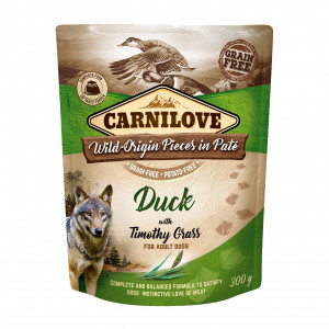 CARNILOVE Dog Pouch Duck & timothy grass - Nassfutter für Hunde - 300g