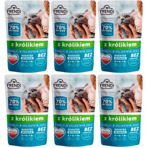 FRENDI Stückchen in Soße mit Kaninchen - Nassfutter für Katzen - 6x100g